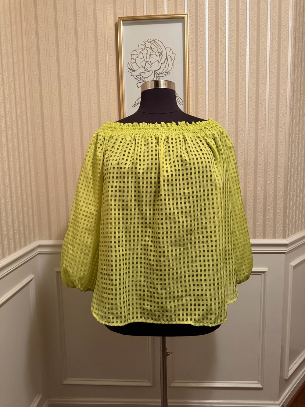 Women's Off-Shoulder Neon Peasant Top